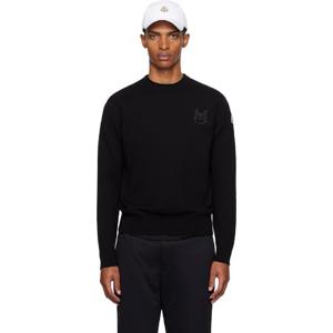 몽클레어 티셔츠 블랙 모노그램 자수 코튼 스웨터 252111M201004