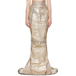 릭오웬스 롱스커트 골드 메가크러스트 스트레치 데님 리도 맥시 스커트 251232F093044