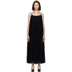 토템 원피스 블랙 플로럴 튤 미디 드레스 252771F054007