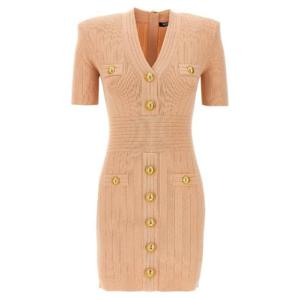 Balmain V넥 니트 미니 드레스 EF1R6045KB07 0LB TP940396352