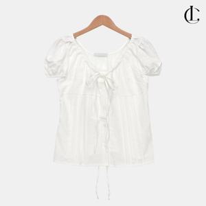 엘케이트 여성 블라우스 셔링 허리 핀턱 여름 반팔 블라우스 데이트룩 LBB002