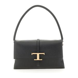 토즈 블랙 가죽 골드-T 숄더 백 XBWTSEC0100 U1ZB999