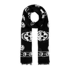 알렉산더맥퀸 블랙 화이트 스컬 프린지 스카프 8078893222Q 107