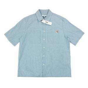 메종키츠네 릴렉스드 반팔 셔츠 인디고 OM00424WC5006 P470