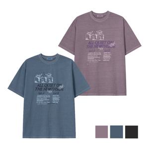 남자 콰이어트 피그먼트 코튼 반팔 티셔츠 RM-TSH-Q101-연보라