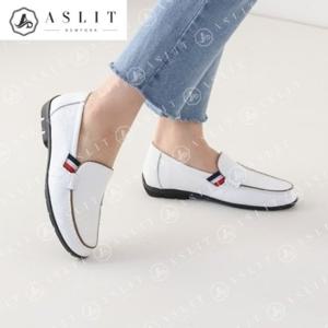 [애슬릿] 발 편한 천연 소 가죽 배색 여성 로퍼 컴포트화