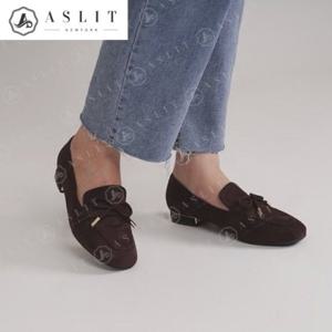 [애슬릿] 여성 메탈 태슬 굽 테두리 장식 플랫 로퍼