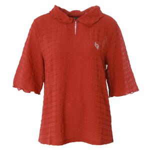 크로커다일레이디 자가드 쭈글이 블라우스형 티셔츠 CLDFTS103