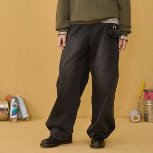 [오션스카이]공용 벌룬핏 블랙 데님 팬츠-EEJG2352B03