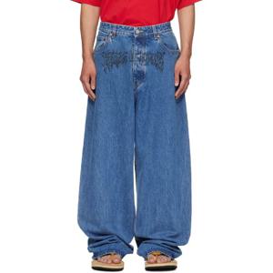 베트멍 청바지 블루 크레이들 오브 필스 배기 데님 진 252669M186002