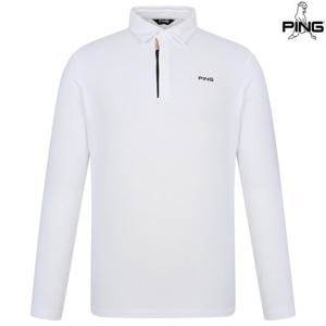 [핑골프][양말증정]남성 배색 포인트 카라 긴팔 티셔츠 111E3TO002_WH
