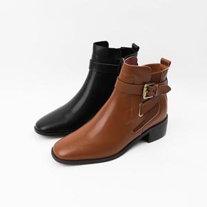 [신난다슈] 여성 앵클부츠 4cm 2종 여자 숏 앵글 부츠 소가죽 통굽 발편한 쿠션 GDR253039