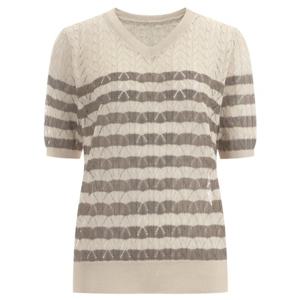 [샵앤]여성 스트라이프 스카시 V넥 반팔 니트 티셔츠 21DS-WKN-1