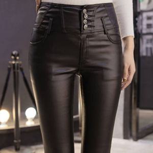 바지 F006416_버튼포인트 코팅레더 팬츠 바지 노기모