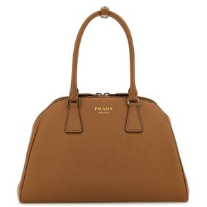 26 SS 프라다 브라운 사피아노 지퍼 클로징 미디엄 탑핸들 토트백 1BG537VMOM2A4A