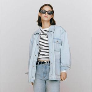[지오다노]여자 중기장 하프기장 오버핏 데님 청 자켓 375510