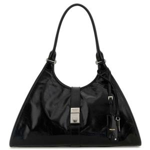 26 SS 프라다 블랙 로고 프린트 레더 토트백 라지 1BG5702CYR