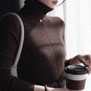 F007441 목폴라 의류 니트티셔츠 데일리 슬림핏 골지스판 하이넥 (앞뒤착용)