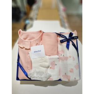 [압소바] [쌍둥이 백일 돌선물세트] 사랑스러운 여아 내의2종 + 단말 세트 (A2C10389S2)