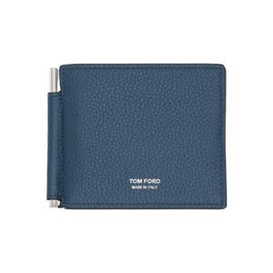 톰포드 지갑 블루 그레인 가죽 머니클립 지갑 252076M164000