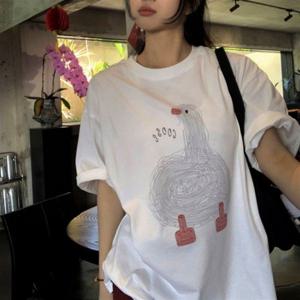 큐티 오리나염 라운드티셔츠 의류 박시핏 F007533 스판 데일리