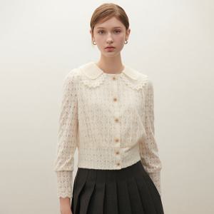 [SATIN] 카라 펀칭 레이스 니트 블라우스 O254T201