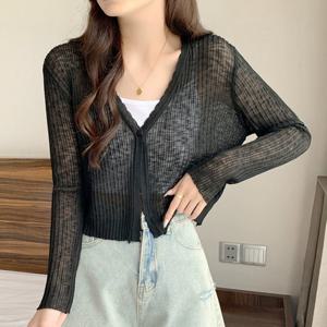 여성 5컬러 심플 시스루 웨이브 가디건 LK-G078