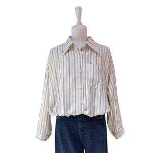 [에이지도르]밑단 스트링 스트라이프 셔츠 ALFIAUB192