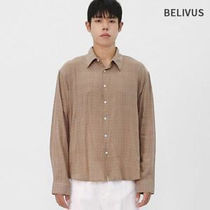 빌리버스 남성 세미오버핏 데일리 감성 잔체크 셔츠 긴팔 트렌디 남방 BRAT104
