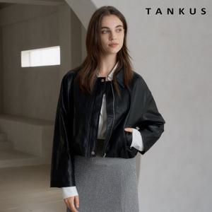 [탱커스]카라 집업 밴딩 레더 크롭 자켓 (TX3JK014L0)