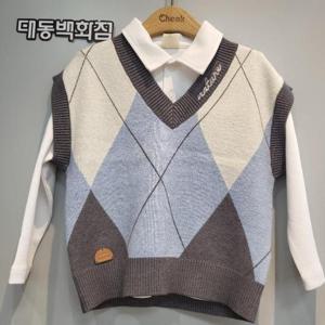 치크 DP01 아가일 스웨트조끼 CKVK25W1B