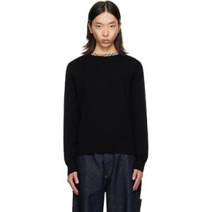 버버리 티셔츠 블랙 체크 트리밍 울 스웨터 252376M201006