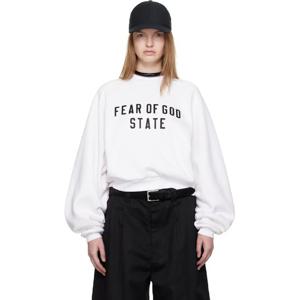 피어오브갓 맨투맨 화이트 플리스 래글런 크루넥 스웨트셔츠 252161F098000