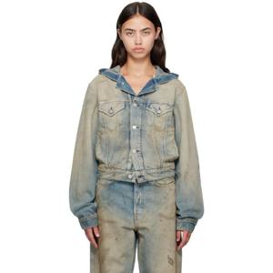 아크네 청자켓 블루 후드 데님 재킷 252129F060005