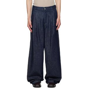 드리스반노튼 청바지 네이비 플리츠 데님 진 252358M186022