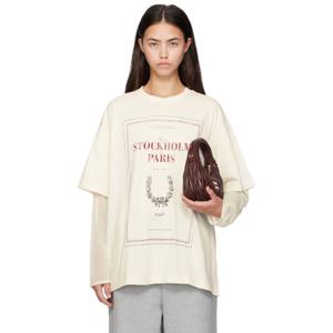 아크네 티셔츠 오프 화이트 레이어드 프린트 티셔츠 252129F110060