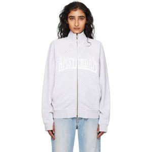 베트멍 후드 그레이 패치 집업 재킷 252669F097003