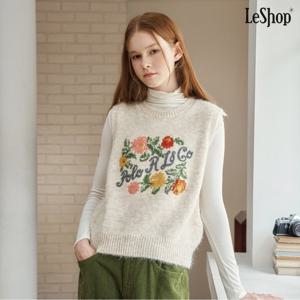 [르샵]플라워 레터링 니트 베스트 (DP3VW003A)