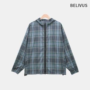 빌리버스 남자 유니크 나일론 바람막이 윈드 체크 자켓 스트링 후드집업 BLC007