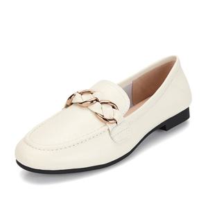 [BABARA] 바바라 양가죽 체인장식 로퍼 아이보리 BBG140