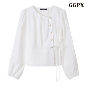 GGPX 페미닌 포인트 끈 긴팔 블라우스  (GPCBA013D)