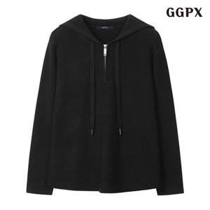 GGPX 데일리 오버핏 골지 반집업 후드 긴팔 니트 (GPCKT014D)