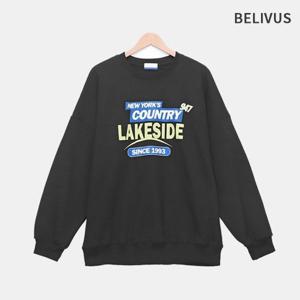 빌리버스 남성 긴팔 맨투맨 프린팅로고 면 루즈핏 쭈리 라운드 티셔츠 BPT095