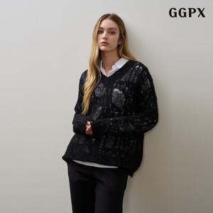 GGPX 빈티지 펀칭 루즈핏 시스루 긴팔 니트 (GPCKT015D)