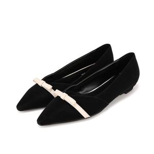 [BABARA] 바바라 리본 배색 포인트 플랫 BBH502BK