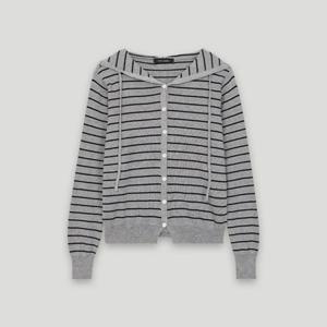 [코데즈컴바인] 후드 단가라 니트 배색 가디건 (CKC-CD006W9)