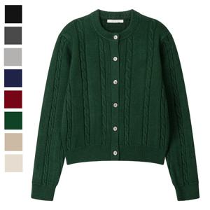 여자 벨라 라운드 버튼 긴팔 가디건 SGW-CA-Q096-딥그린