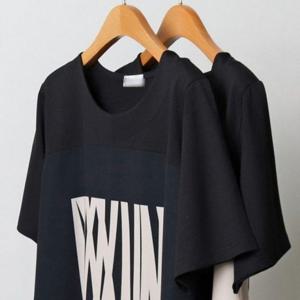 306J232S 라인 프린팅 빅사이즈 반팔티 빅사이즈미시