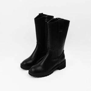[신난다슈] 여성 미들부츠 5cm 여자 하프 워커 미디 부츠 기모 발편한 통굽 MRO257151 블랙