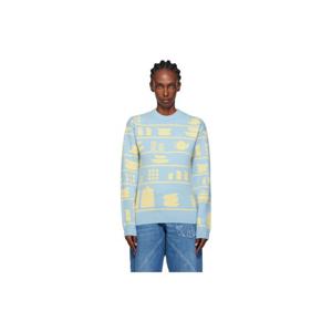 JW앤더슨 티셔츠 블루   옐로우 크로커리 자카드 스웨터 252477F096006